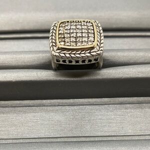 Silver and Gold Square Charm with Crystals